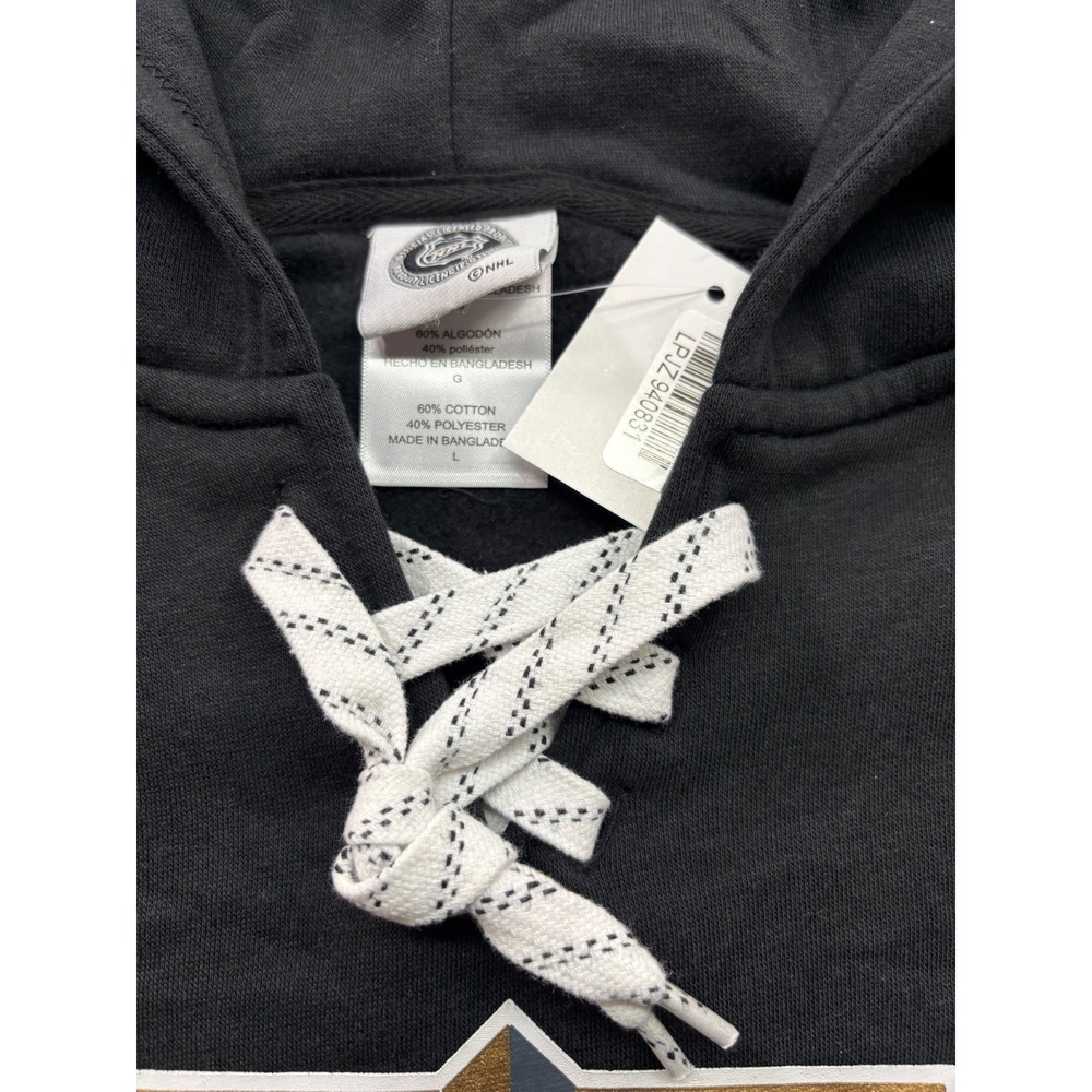 NHL Vegas Golden Knights Mens Lace‎ Up Hoodie Black Gold Sweatshirt NWT Size L - Picture 2 of 3